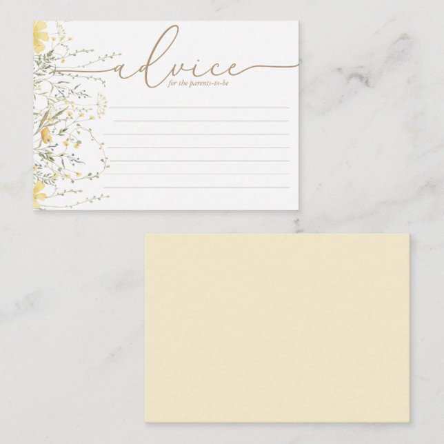 Golden Floral | Wildflower Baby Shower Advice Card (Front/Back)
