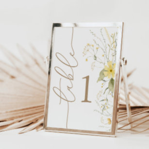 Golden Floral   Wildflower Table Card