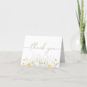 Golden Floral Wildflower Thank You Card