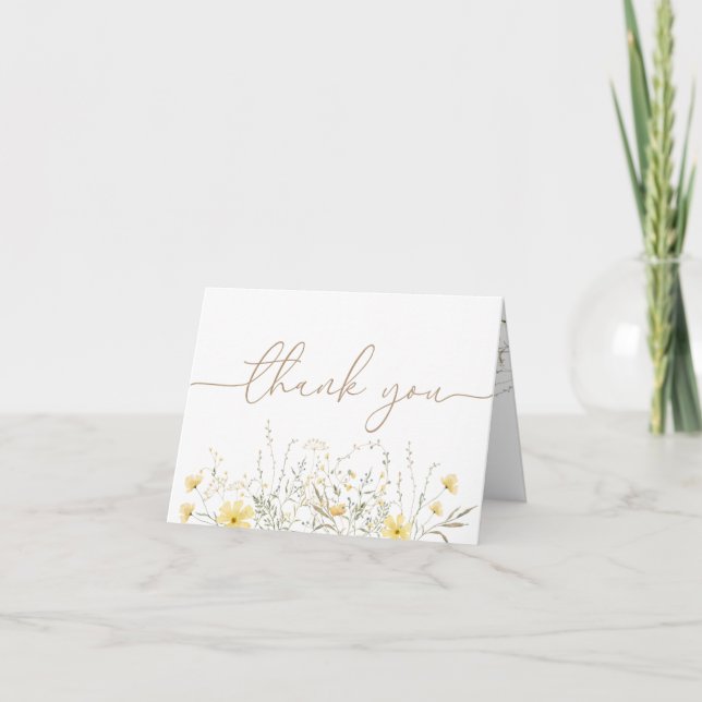 Golden Floral | Wildflower Thank You Card (Front)
