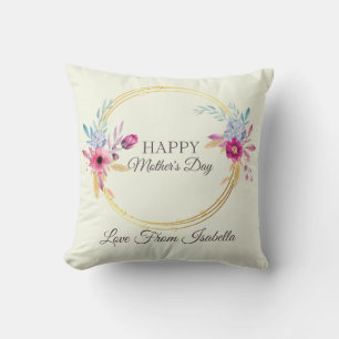 Golden Floral Wreath  Cushion