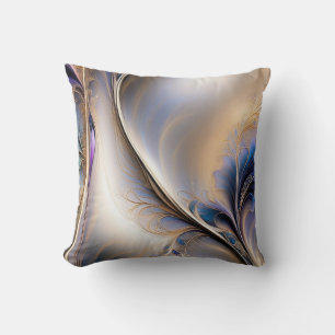 Golden Flow - Abstract Blue and Gold Fluid Art Cushion