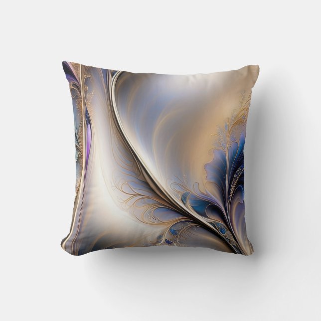 Golden Flow - Abstract Blue and Gold Fluid Art Cushion (Front)