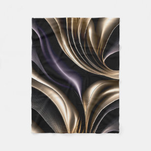 Golden Flow - Luxurious Black and Gold Abstract Fleece Blanket