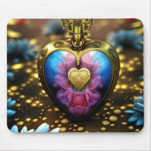 Golden Flower Amulet Mouse Mat