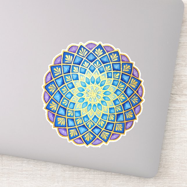 Golden Flower Blue Purple Mandala (Detail)