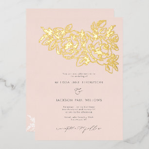 Golden flower corner elegant wedding design blush
