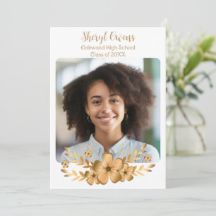 Golden Flower High School College Graduation Invitation