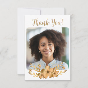 Golden Flower High School College Graduation Thank You Card