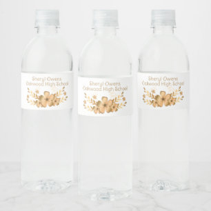Golden Flower High School College Graduation Water Bottle Label