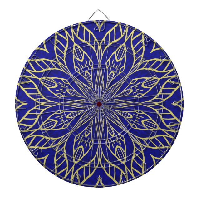Golden Flower Mandala Dartboard (Front)