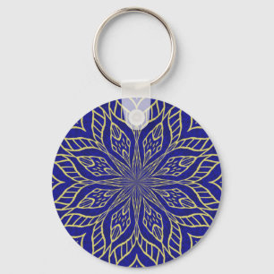 Golden Flower Mandala Key Ring