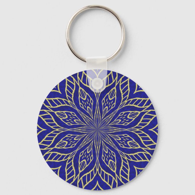 Golden Flower Mandala Key Ring (Front)