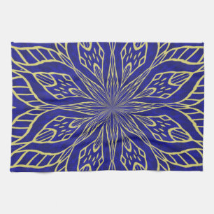 Golden Flower Mandala Tea Towel