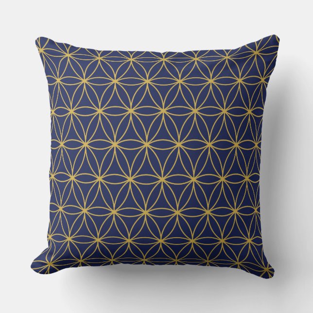 Golden Flower of Life Pattern Cushion (Front)