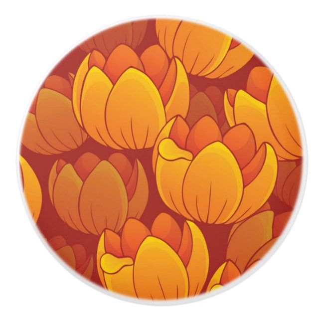 Golden Flower Pattern Ceramic Knob (Front)