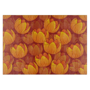 Golden Flower Pattern Cutting Board