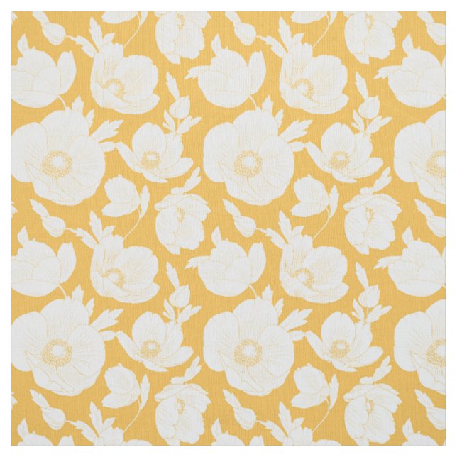 Golden Flower Pattern Fabric (Swatch)