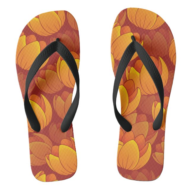 Golden Flower Pattern Flip Flops (Footbed)
