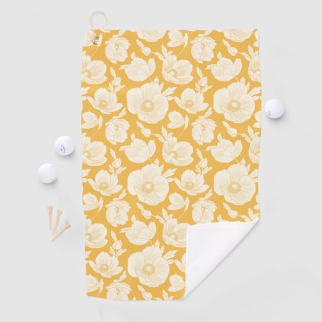 Golden Flower Pattern Golf Towel (InSitu)