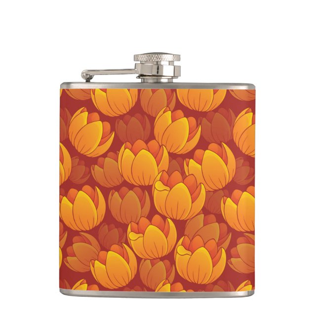 Golden Flower Pattern Hip Flask (Front)