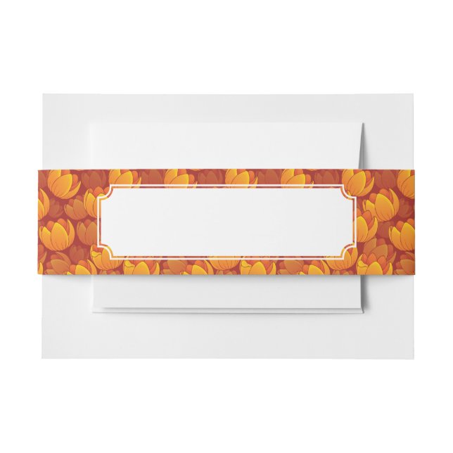 Golden Flower Pattern Invitation Belly Band (Front Example)