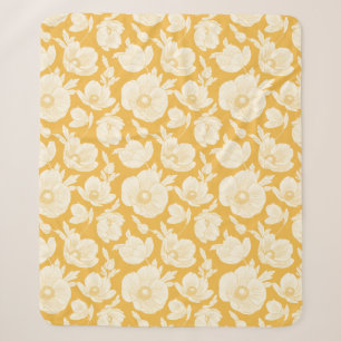 Golden Flower Pattern Sherpa Blanket
