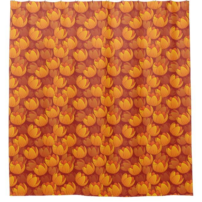 Golden Flower Pattern Shower Curtain (Front)