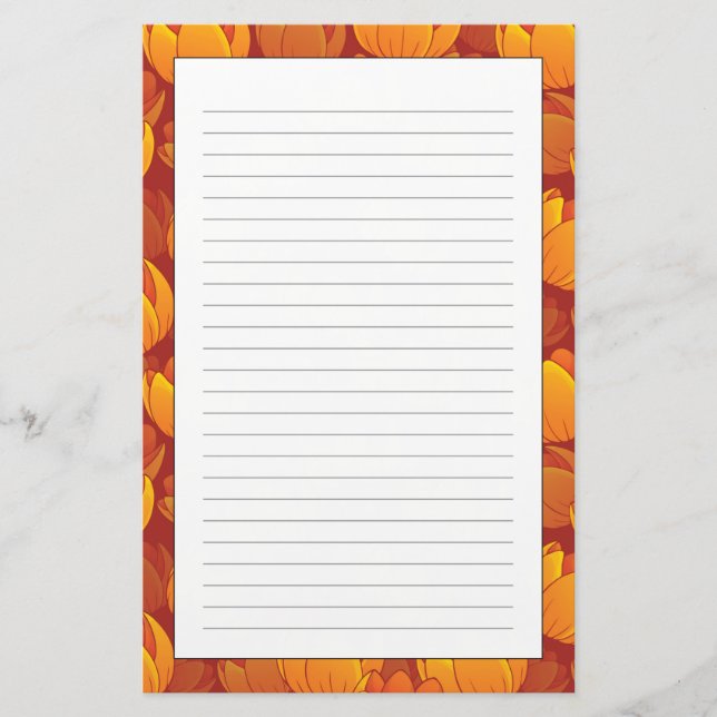 Golden Flower Pattern Stationery (Front)
