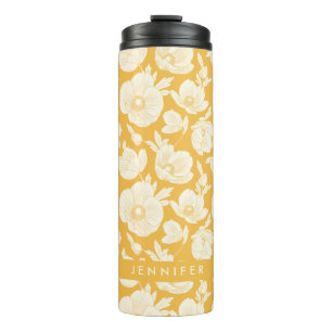 Golden Flower Pattern Thermal Tumbler