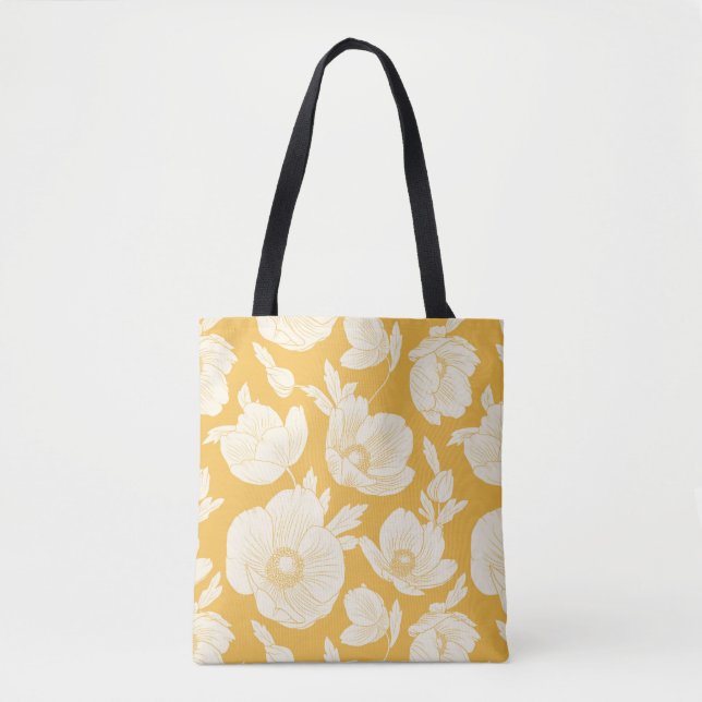 Golden Flower Pattern Tote Bag (Front)