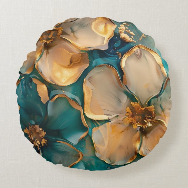Golden Flower  Round Cushion (Front)