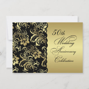 Golden flowers 50th Wedding Anniversary Invitation