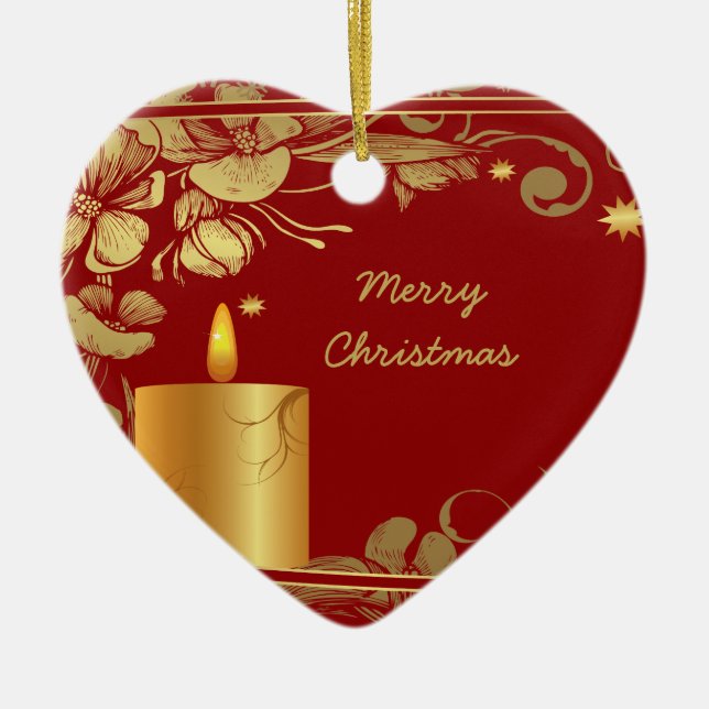 Golden flowers and candle Christmas ornament (Front)