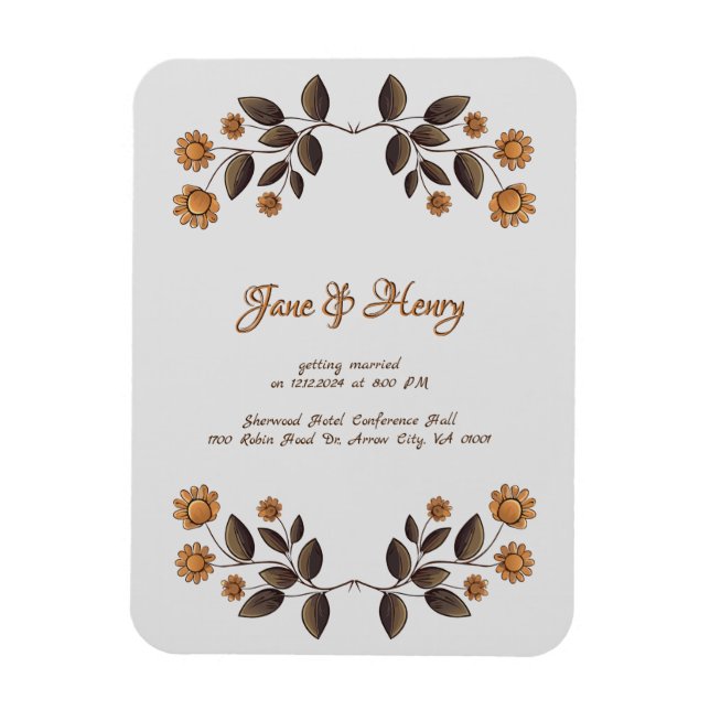 Golden Flowers and Heart Magnet (Vertical)