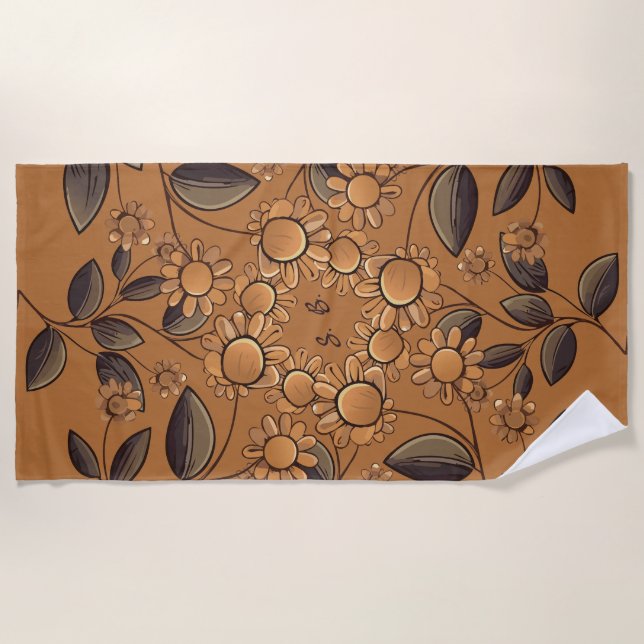 Golden Flowers Beach Towel (Front)