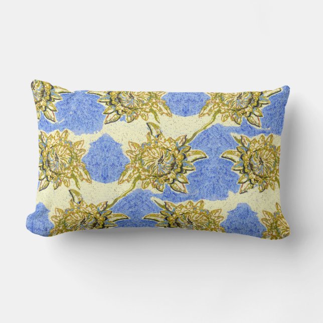 Golden Flowers by Alexandra Cook Lumbar Cushion (Front)