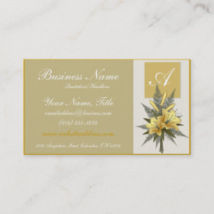 Golden Flowers Elegant Monogram Business Cards