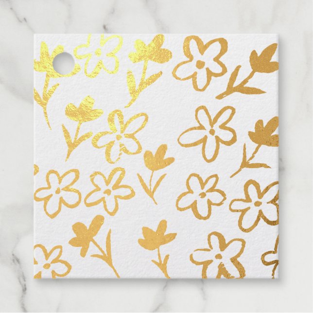 Golden flowers favour tags (Front)