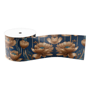 Golden Flowers Grosgrain Ribbon