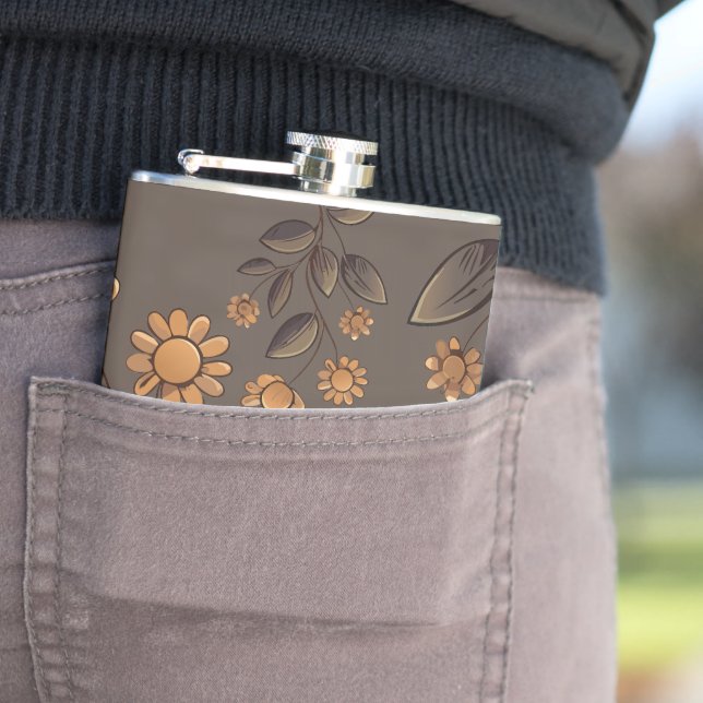 Golden Flowers Hip Flask (In Situ)
