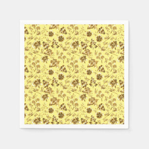 Golden flowers Pattern B01 LYellow BG Napkin