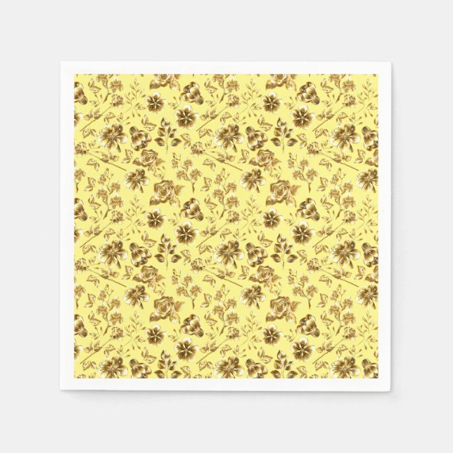 Golden flowers Pattern B01 LYellow BG Napkin (Front)