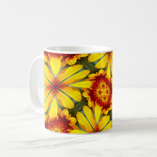 Golden Flowers Pattern Coffee Mug