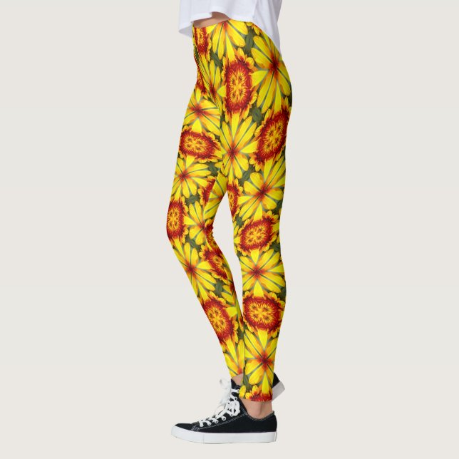 Golden Flowers Pattern Leggings (Left)