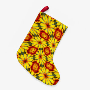 Golden Flowers Pattern Small Christmas Stocking