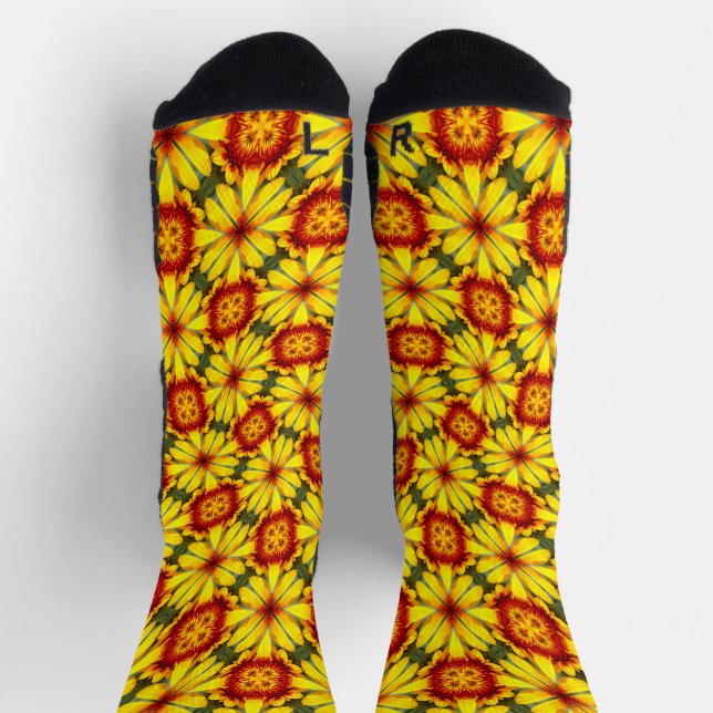 Golden Flowers Pattern Socks (Top)