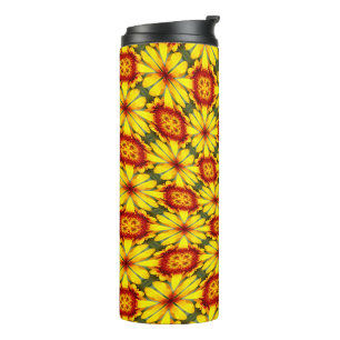 Golden Flowers Pattern Thermal Tumbler