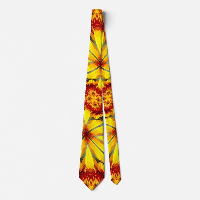 Golden Flowers Pattern Tie (Front)