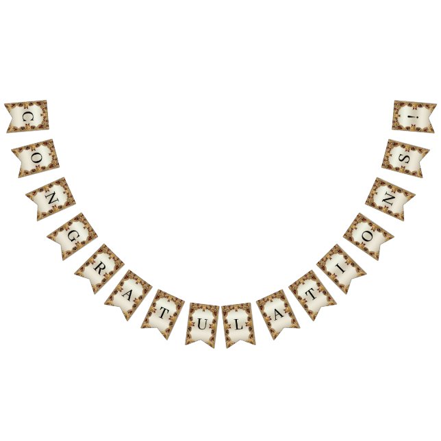 Golden Flowers Red Gemstone Bunting Flag (All)